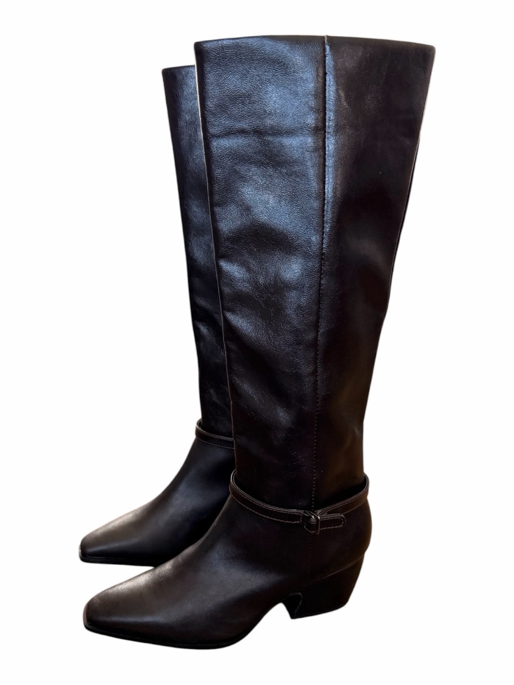 Franco Sarto Tall Leather Boots - Dark Brown